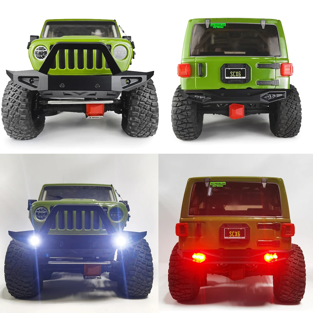 AXSPEED Metall-Stoßstange vorne und hinten mit LED-Licht für Axial SCX6 AXI05000 Wrangler AXI05001 Trail Honcho 1/6 RC Crawler Car Truck