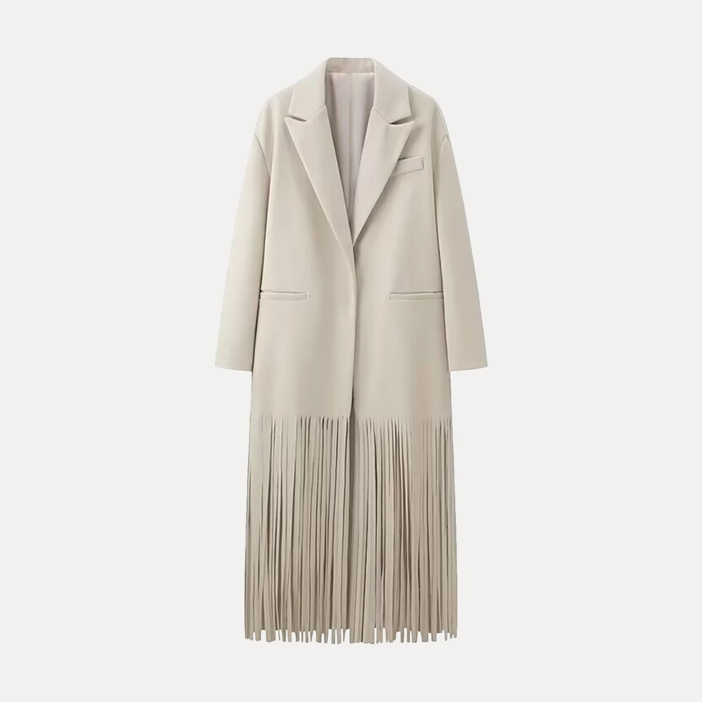 엘레 롱 미디 코트 여성용 패션 가을 2025 태슬 디테일 캐주얼 슬레 여성용 일상복