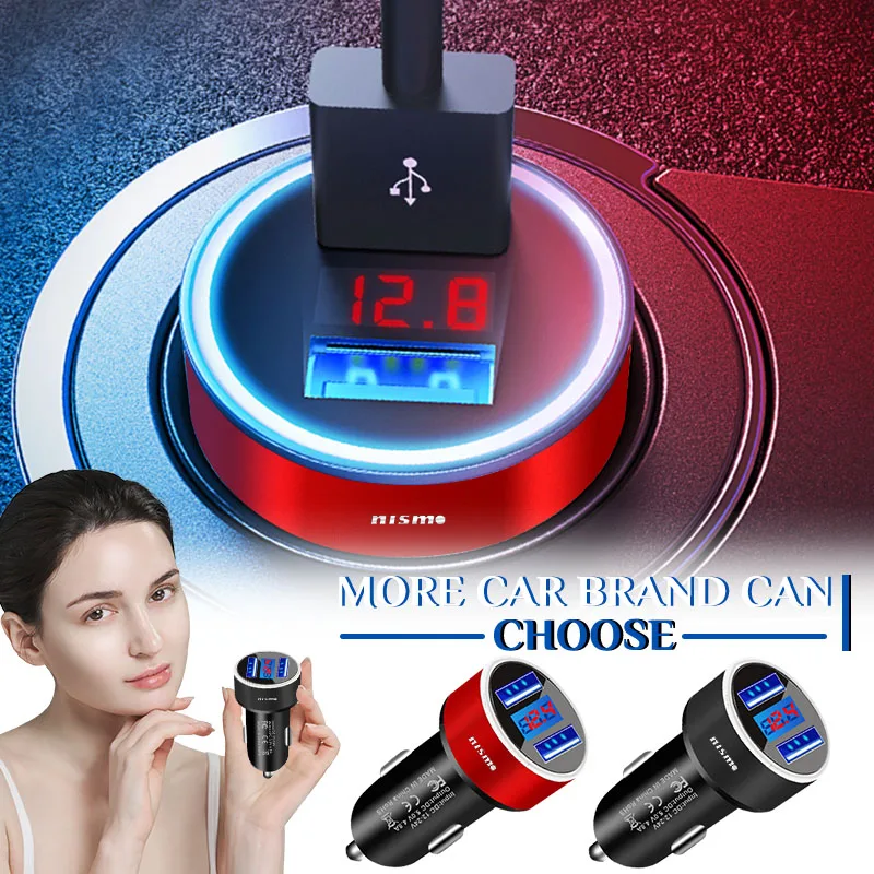 

Car Charger 2 USB Ports Fast Charging Digital Car Chargers For Nissan Nismo Emblem R34 GTR Tiida Sylphy center cover 1 2 Qashqa