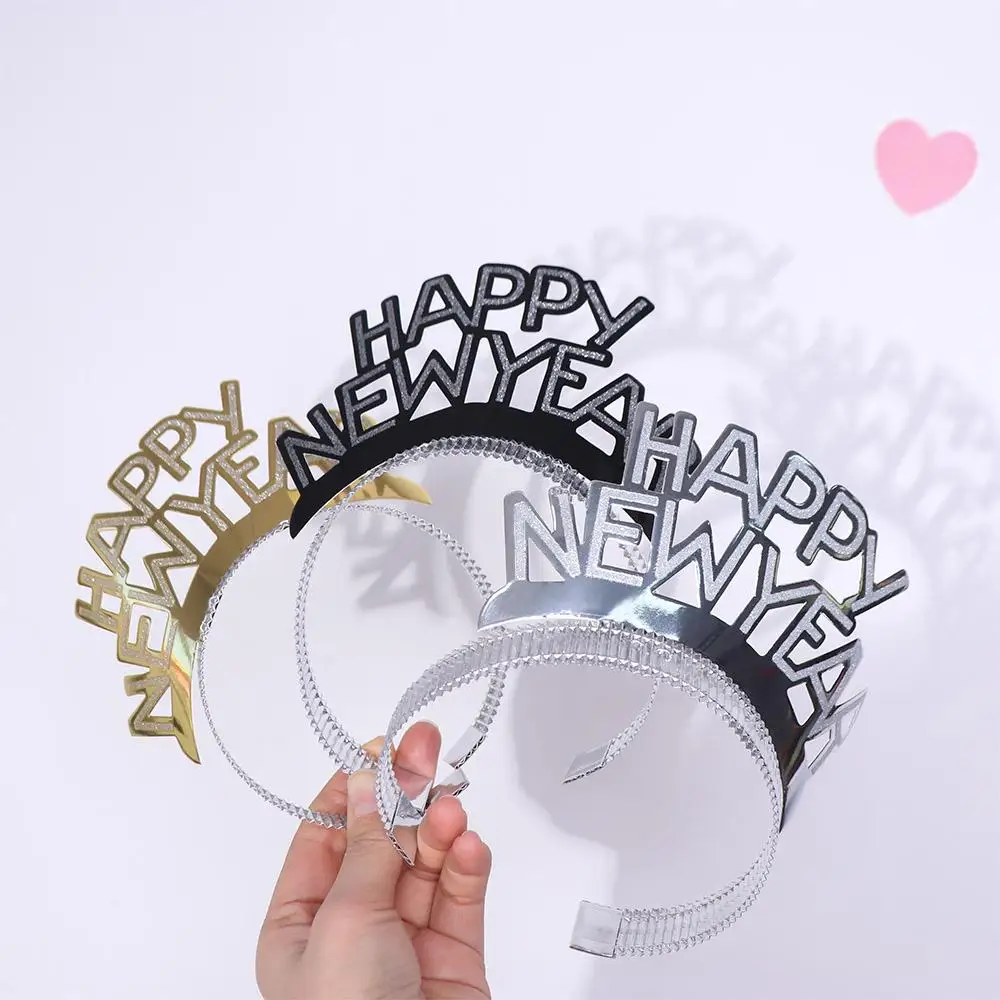 

4PCS Gold Silver Happy New Year Headband Glitter Sequin 2025 New Year Hairband Decorative Headwear Party Photo Props Party Gift