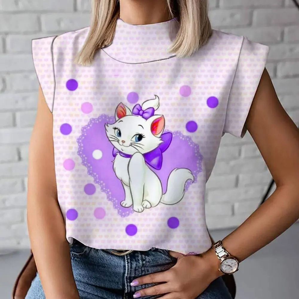 Hello Kitty Dames Coltrui T-Shirt Cartoon Mode Comfortabele Casual Dames T-Shirt Met Korte Mouwen Zomer Dames T-Shirt