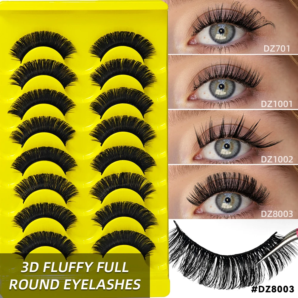 Yelix Multi-Style 7/8/10 Pairs Of Natural Full Strip Lashes Fluffy Soft Manga Band Lashes Convenient Makeup Tools Daily Lashes
