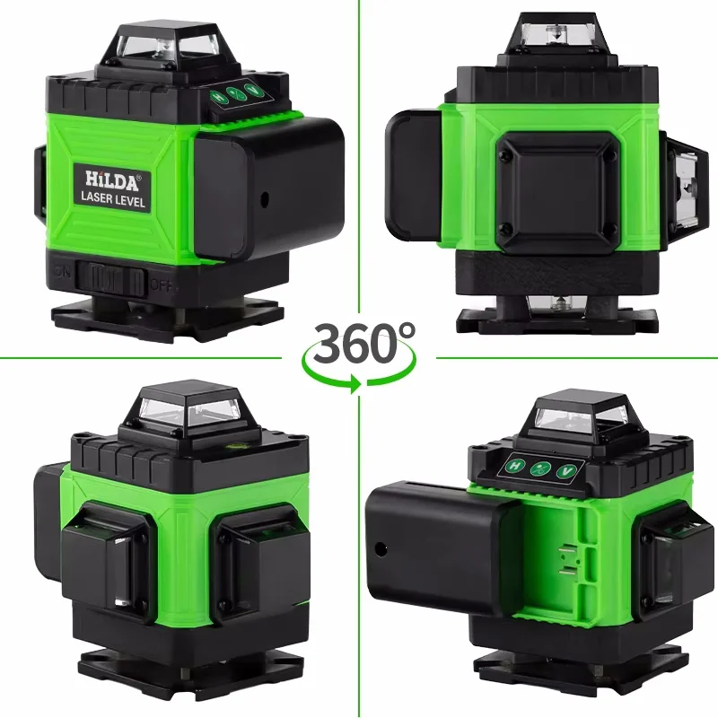 HILDA 16 Lines 4D Laser Level Self-Leveling 360 Horizontal And Vertical Cross Green Beam Level Super Powerful Optical Instrument