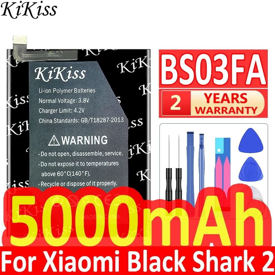 KiKiss BS03FA 5000mAh Battery For Xiaomi Black Shark 2 Shark2 High Quality Batteries + Free Tools