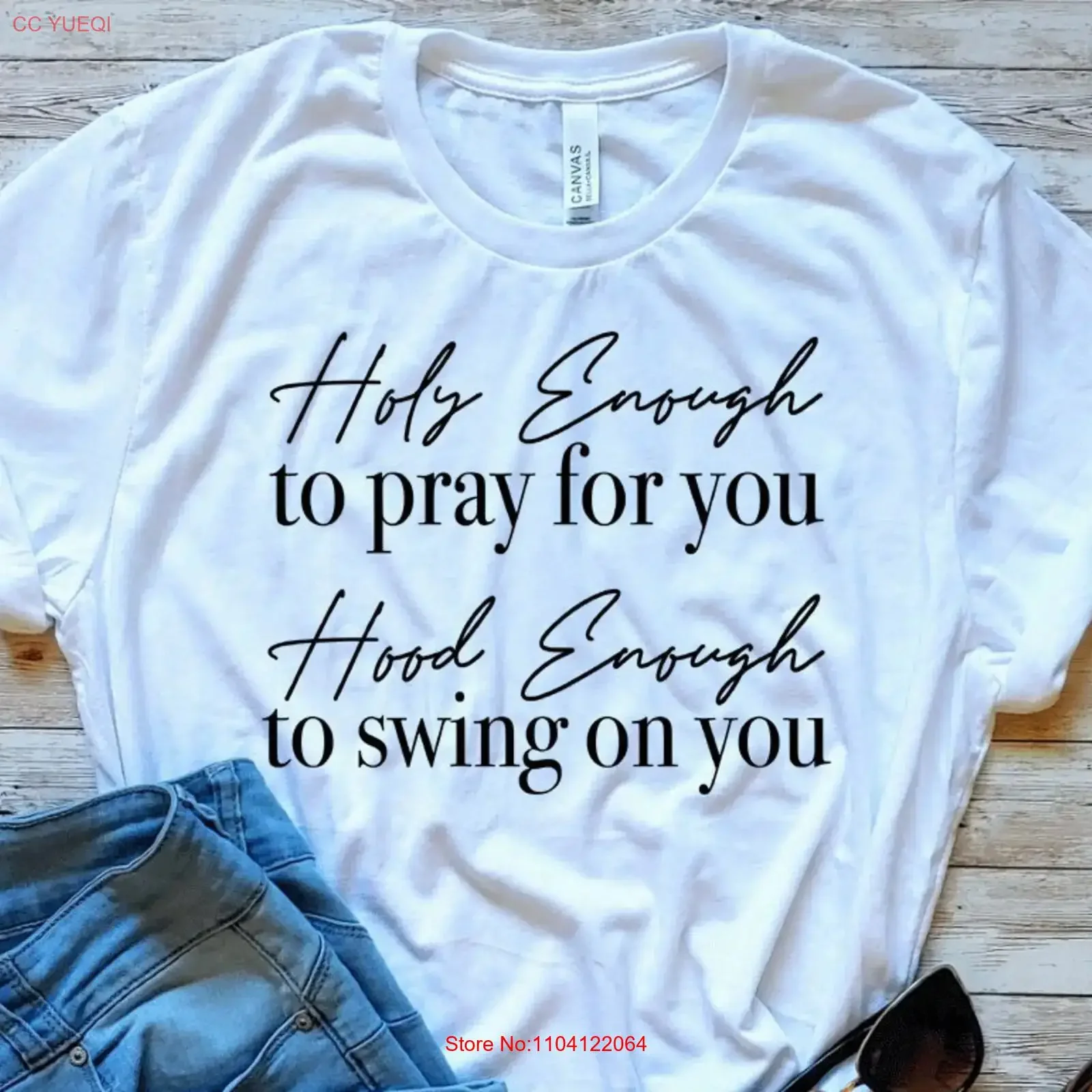 Holly enough to pray for you Hood swing on funny shirt sarcastic christian easter T vintage Washed Top For Everyday Wear