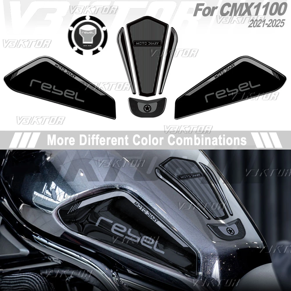 

For Rebel 1100 CMX 1100 2021-2025 2024 2023 3D Motorcycle Tank Pad Sticker Fuel Tank Protection Decals Set