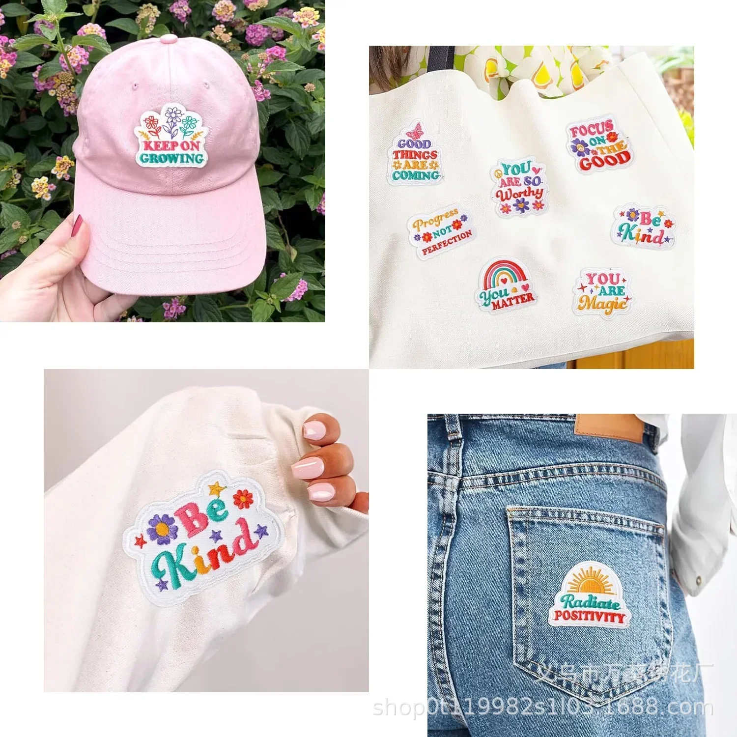 Positive Energy Embroidery Cloth Sticker Self-love Upward Chapter Zai English Word Patch Sticker Clothes Clothing Accessories