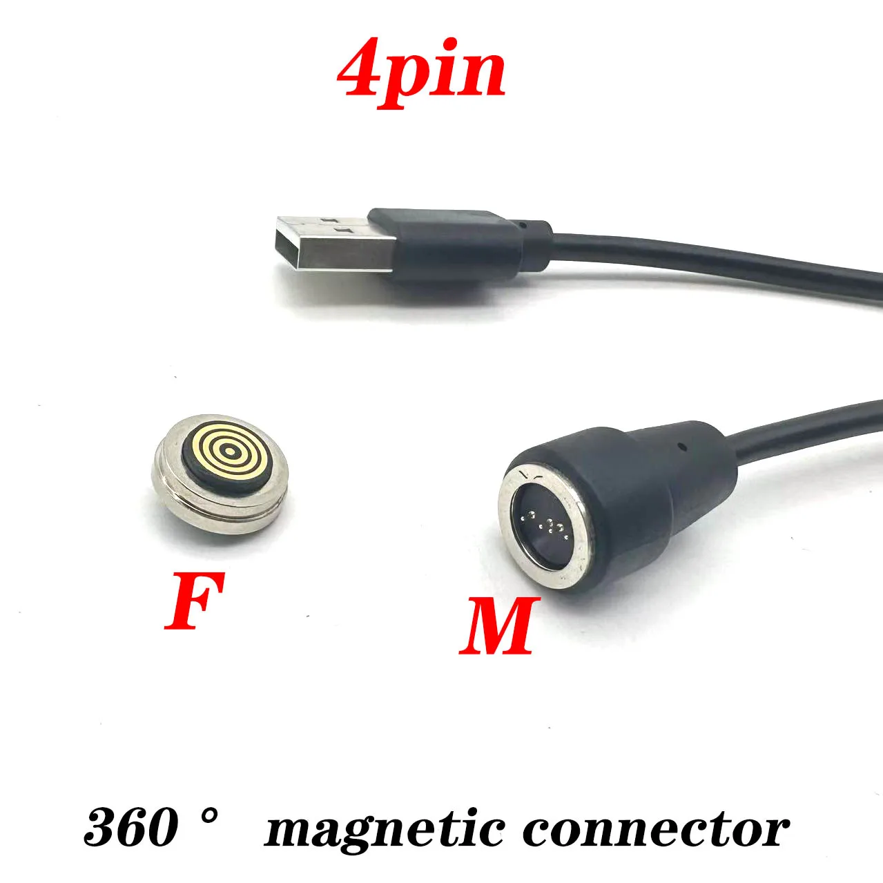

1set4Pin USB cable large current Waterproof Spring Loaded Male Female 360 ° blind suction DC Magnetic Pogo Pin Connector charger