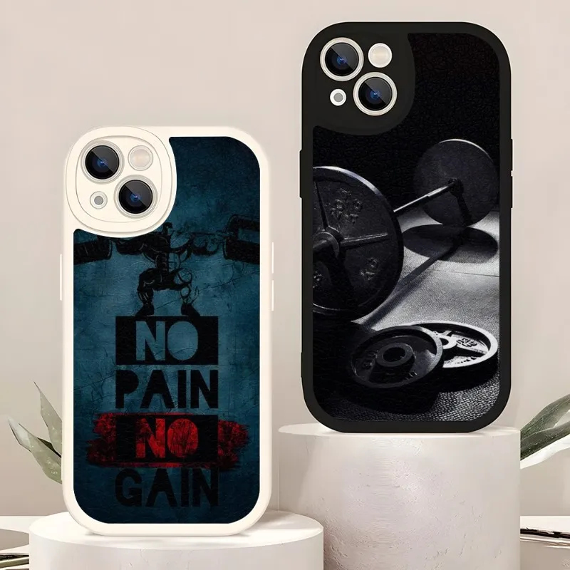 Bodybuilding Gym Fitness Phone Case For IPhone 14 11 12 13 Pro Max Mini X XR XS 7 8 Plus Lens Protection Painted Upholstered