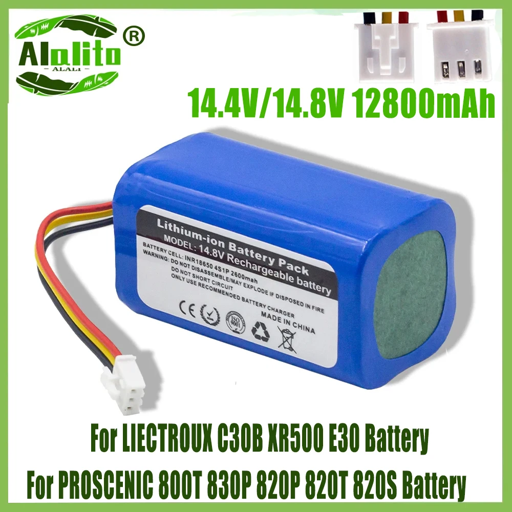 

14.4V/14.8V 12.8Ah 18650 li-ion battery For LIECTROUX C30B XR500 E30 For PROSCENIC 800T 830P 820P 820T 820S Robot Vacuum Cleaner