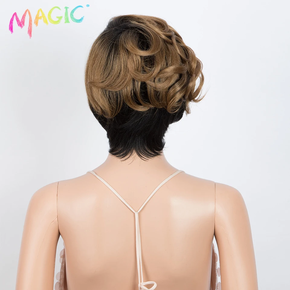 Magia peruca sintética 10 Polegada perucas de cabelo curto loira onda natural peruca resistente ao calor do cabelo para as mulheres frete grátis