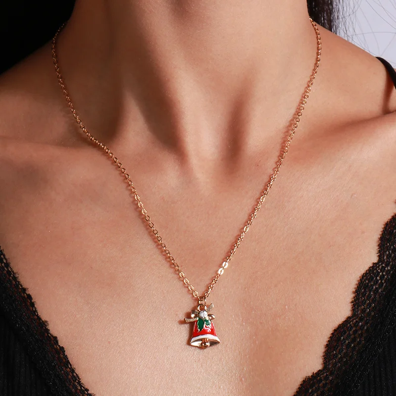 Mode Weihnachten Halsketten Emaille Santa Claus Baum Glocken Anhänger Halskette für Frauen Mädchen Weihnachten Party Urlaub Schmuck Geschenke – Detail 19