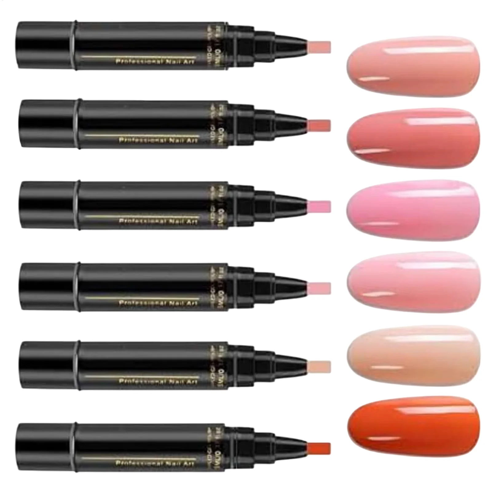 6PCS Multi-Color 3in1 Gel Nail Pen 5ml Quick-Drying Non-UV DIY Nail Arts Design Durable Colors Manicure Painting Brush Tool Set