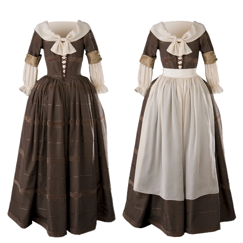 

Women's Vintage Highland Medieval Dress Ball Gown Gothic Tea Party Dress Court Maid Dark Brown Gown Victorian Costume