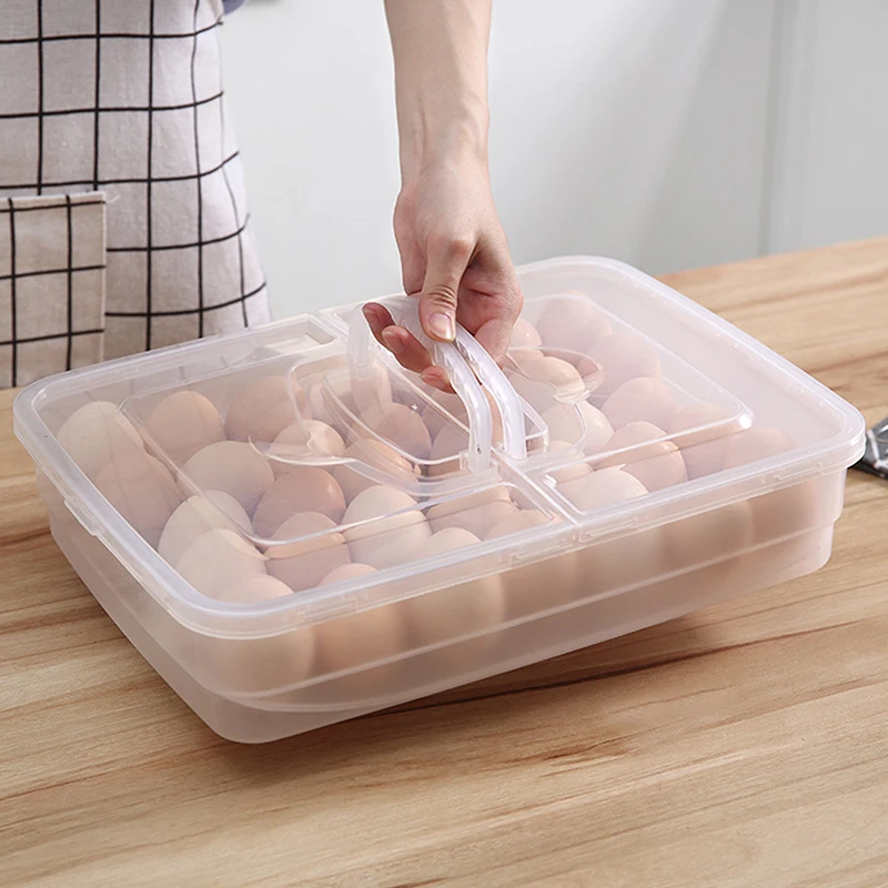 10/18/34 Grids Kitchen Handheld Egg Carton Refrigerator Egg Organizer Household Egg Storage Tray Fresh Box