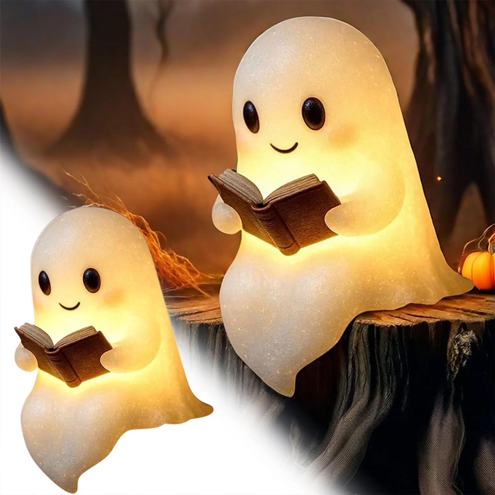 

Spookys LED Ghosts Reading A Book Cute Ghosts Desktop Sculpture Statues For Living Room Decor