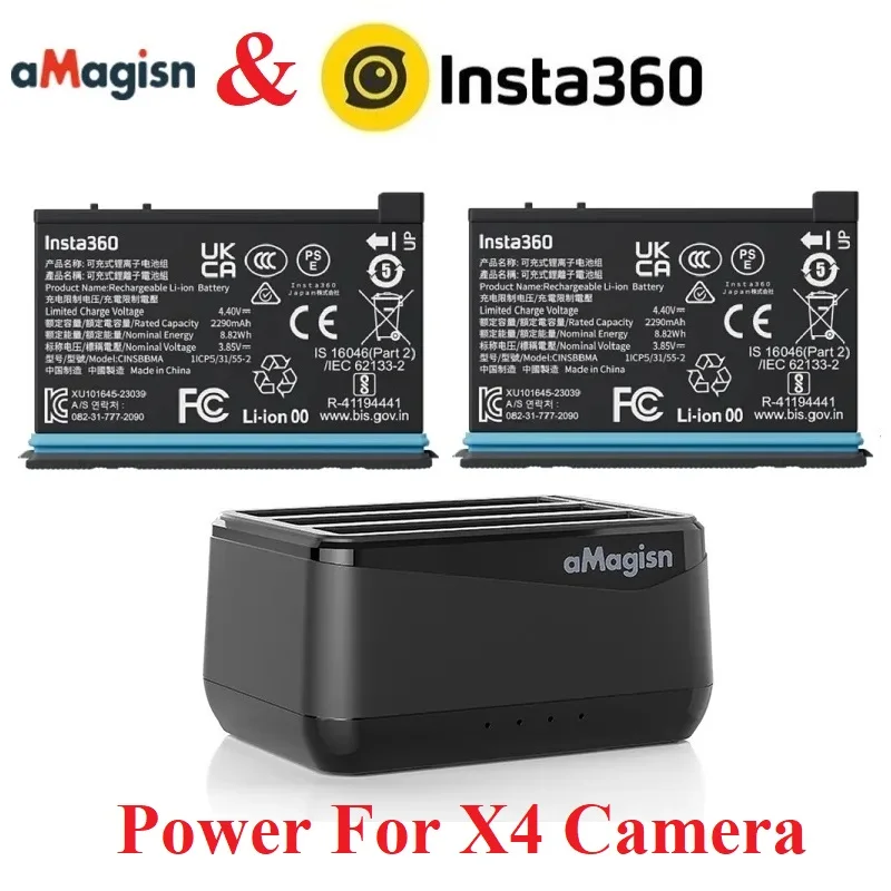 Insta360 X4 Battery And aMagisn Fast Charger Hub For Insta 360 ONE X 4 Original Power Accessories