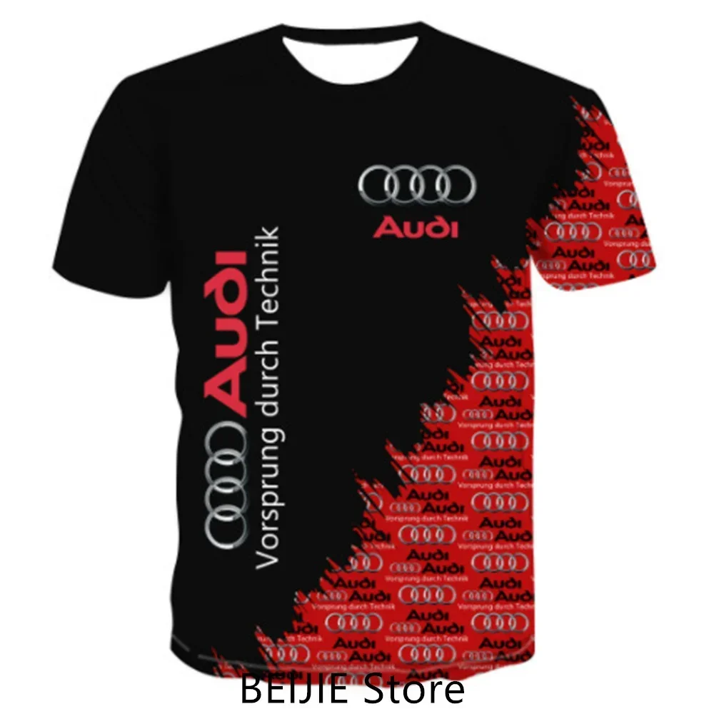 Audi T-shirt untuk pria kaos lengan pendek merek mobil LOGO pakaian musim panas Atasan Pria Fashion Wanita Jersey bayi laki-laki Audi R8 pakaian