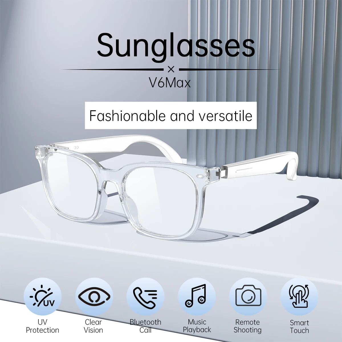Smart Glasses Bluetooth Anti Blue Photochromic listen Music Calls Color Changing Lens Versatile Functions Stylish Glasses New