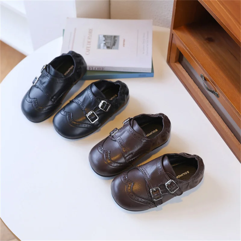 Girls' British Style Soft Sole Leather Shoes Fashionable Casual Versatile Spring Autumn New Item Children's Small Footwear
