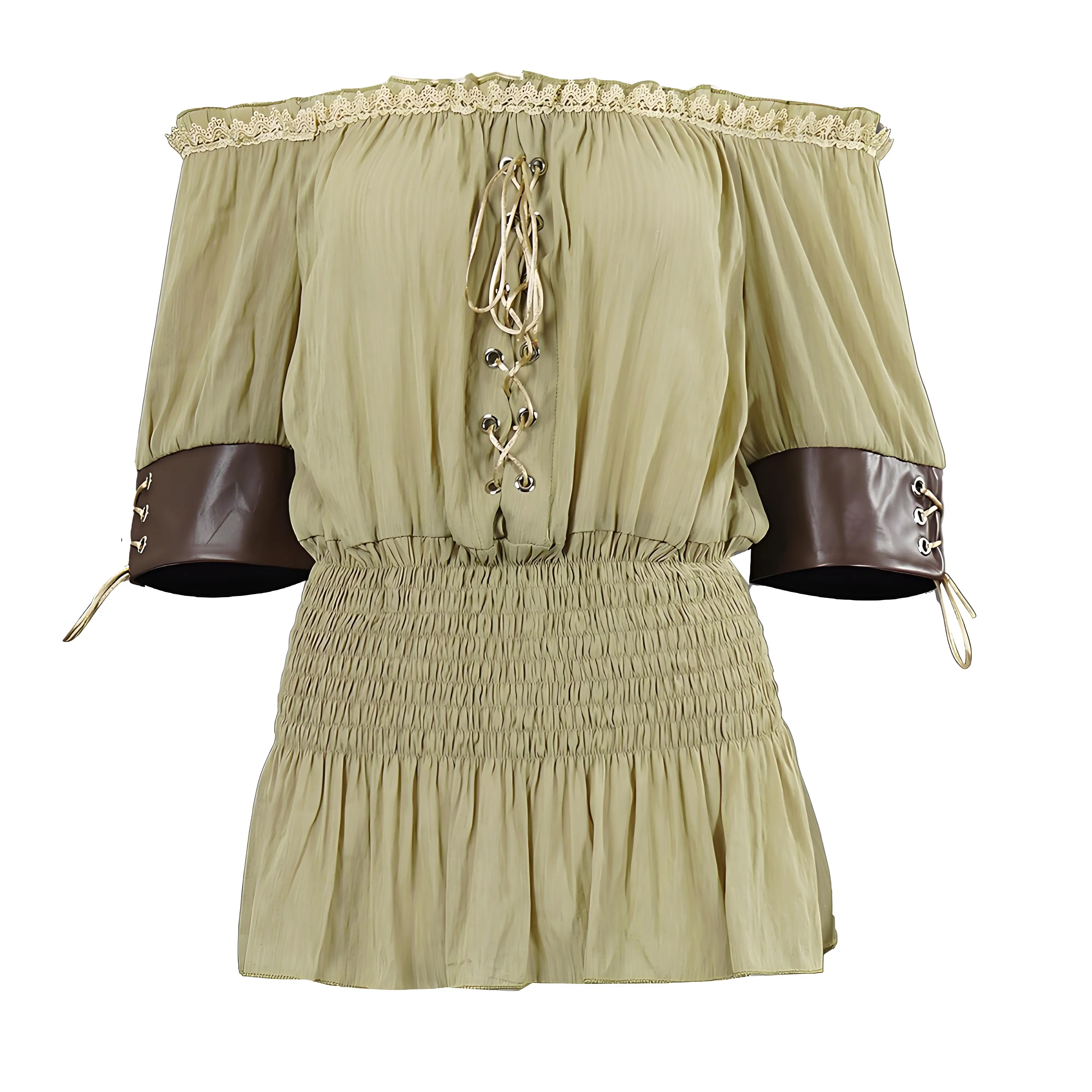 

Women's Vintage Blouse Retro Steampunk Corset Top Victorian Off Shoulder Shirts Clothes