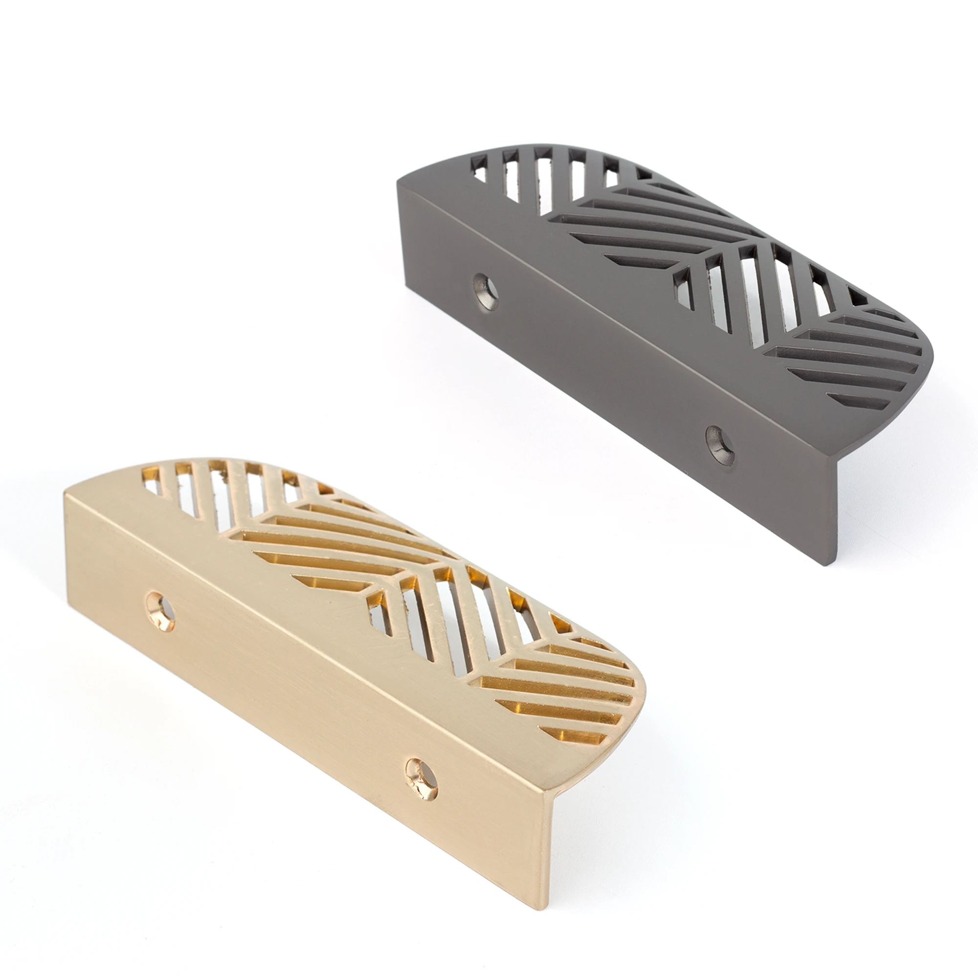 2PCS Grey Gold Hiddle Cabinet Pulls Drawer Knobs Furniture Handles Door Handle Hardware for Kitchen Bathroom Closet Cupboard