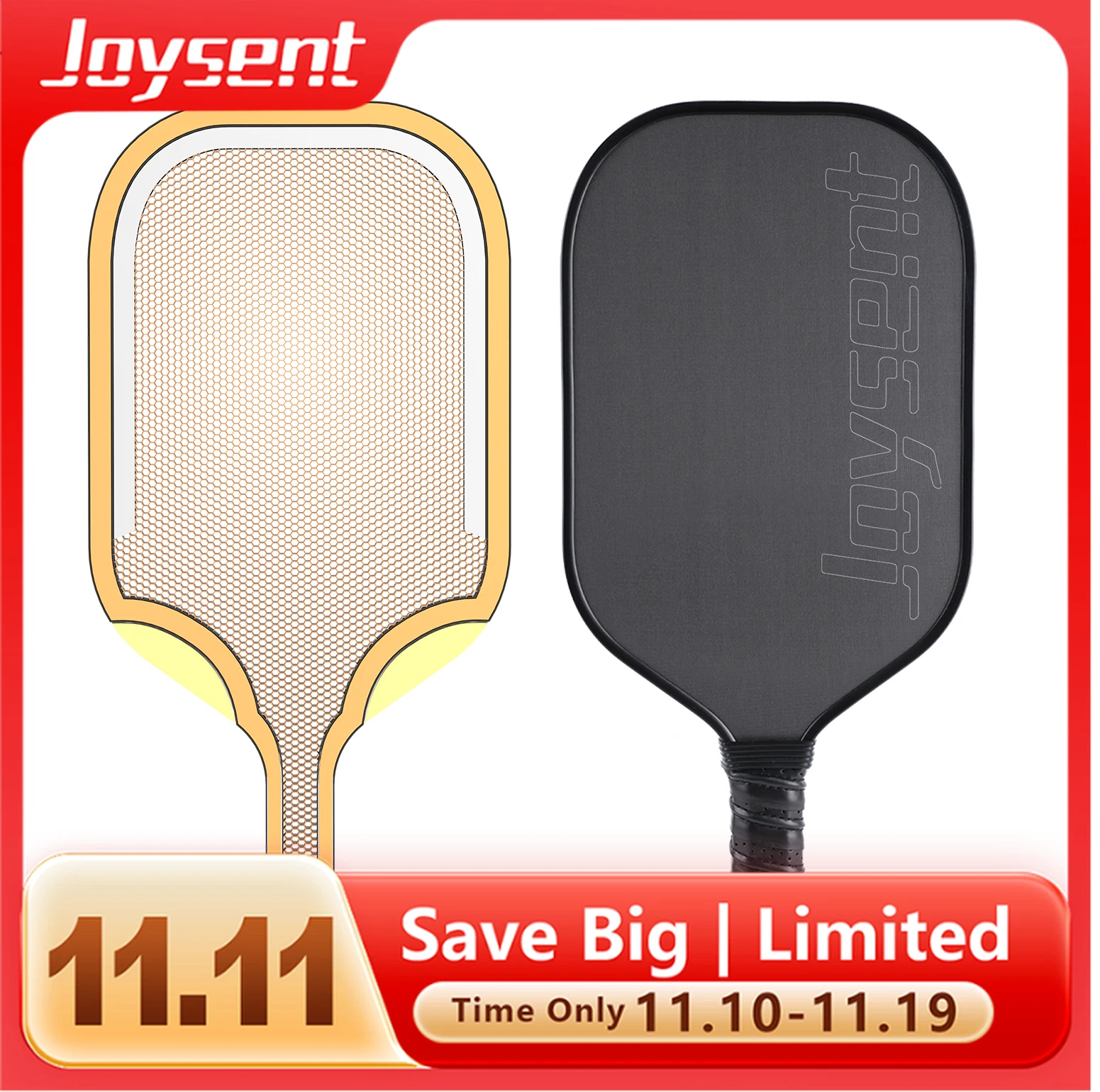 

Joysent Custom Gen 4 Aramid Honeycomb Core EVA Foam 16mm Thermoformed T700 Raw Carbon Fiber Pickleball Paddle Spin Control Power