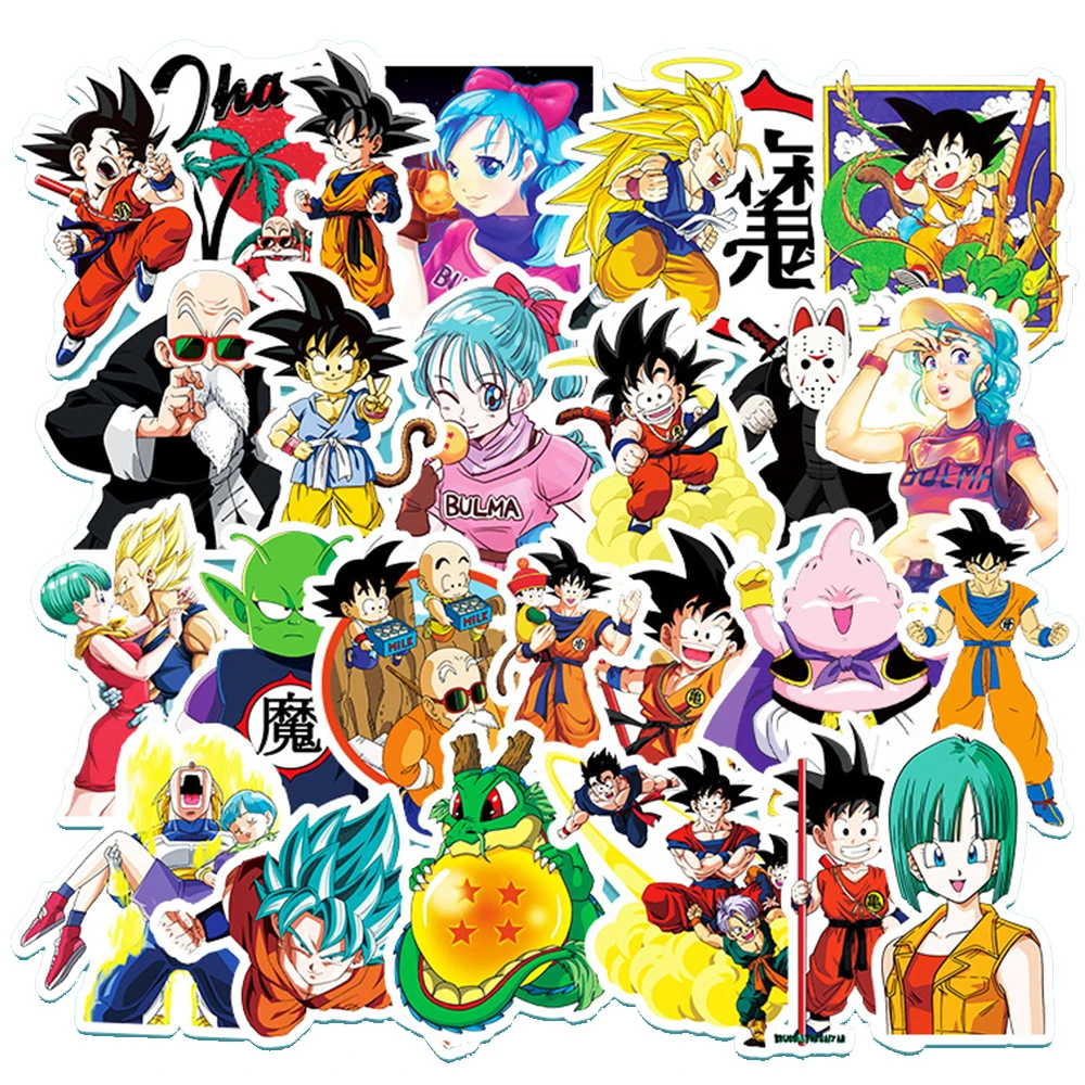 สติกเกอร์อนิเมะญี่ปุ่น ดราก้อนบอล 50/100 ชิ้น สติกเกอร์การ์ตูนเท่ๆ ซุนโกคู สำหรับตกแต่งแล็ปท็อป โทรศัพท์ กระเป๋าเดินทาง สติกเกอร์มังงะคลาสสิก