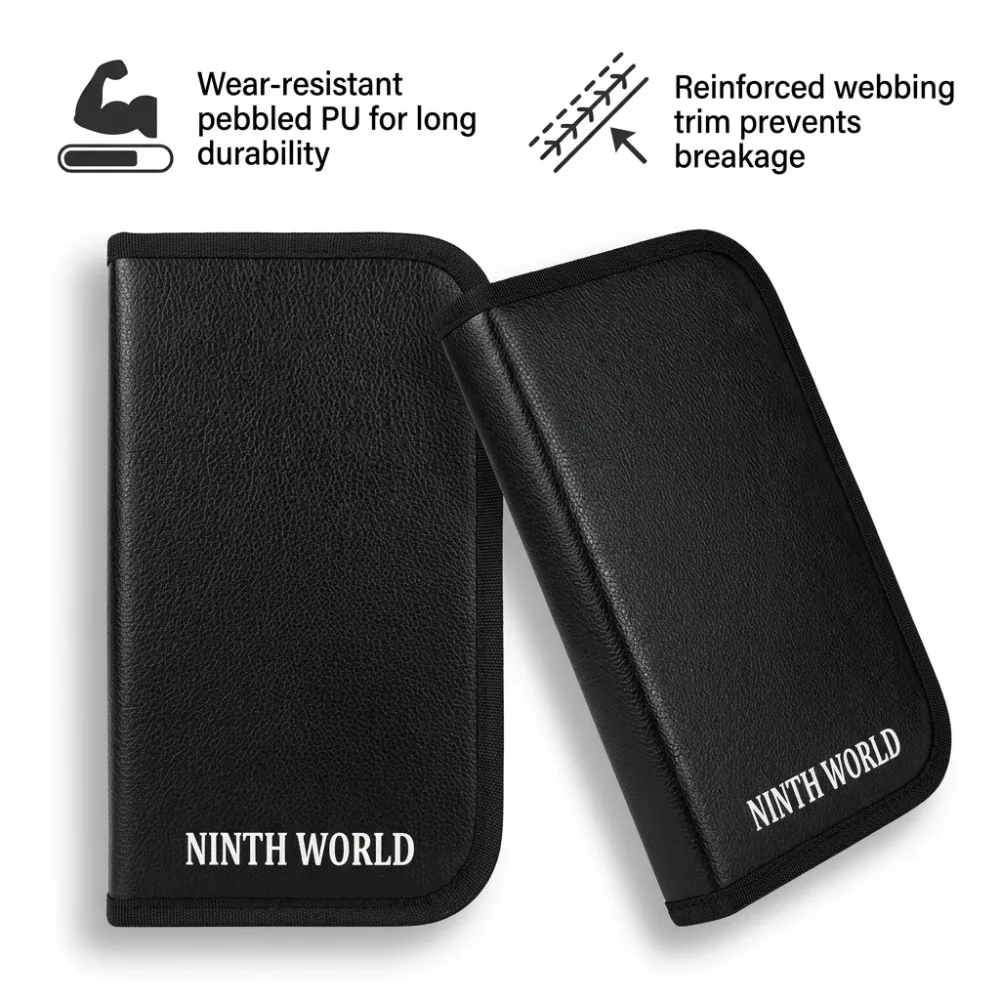 

NINTH WORLD Black Faux Leather Zippered Storage Case, Portable Multi-purpose Organizer Pouch For Hand Tool Accessories
