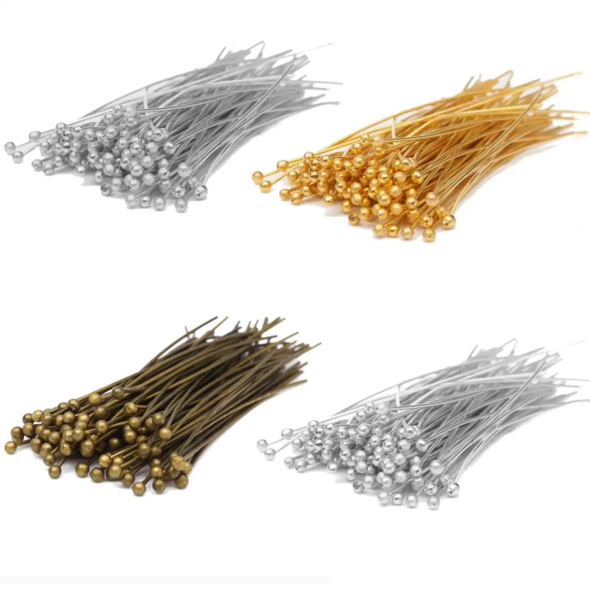 100Pcs 14-40mm Silver/Gold Plated Copper Ball Head Pins Needles For Craft DIY Supplies Jewelry Making Findings Accessories