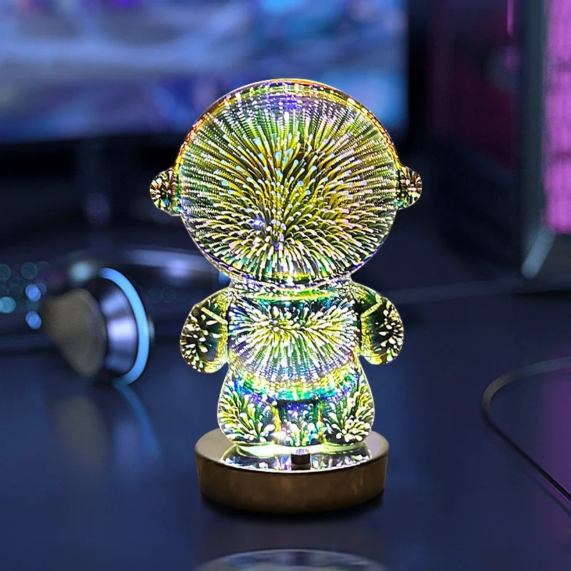 Aqumotic 3D Fireworks Astronaut Atmosphere USB Light Gift Decoration LED Table Night Lights Crystal Ball Glass Present for Girl