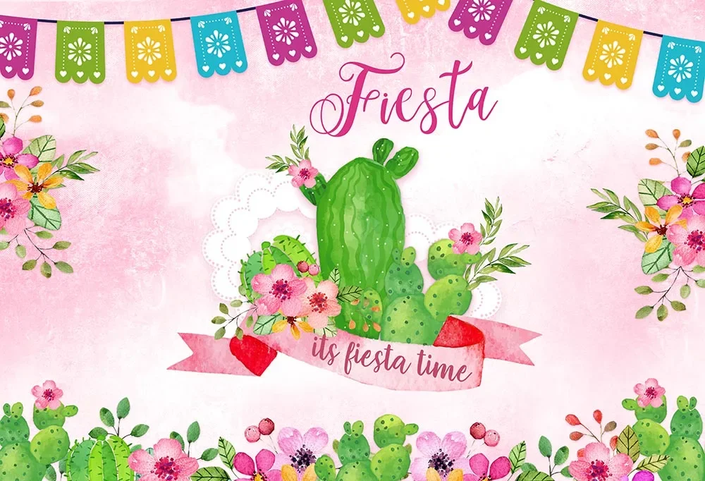 

7x5FT Happy Birthday Llama Liama Cactus Whole Fun Mexican Fiesta Time Custom Photo Backdrop Background Vinyl 220cm x 150cm