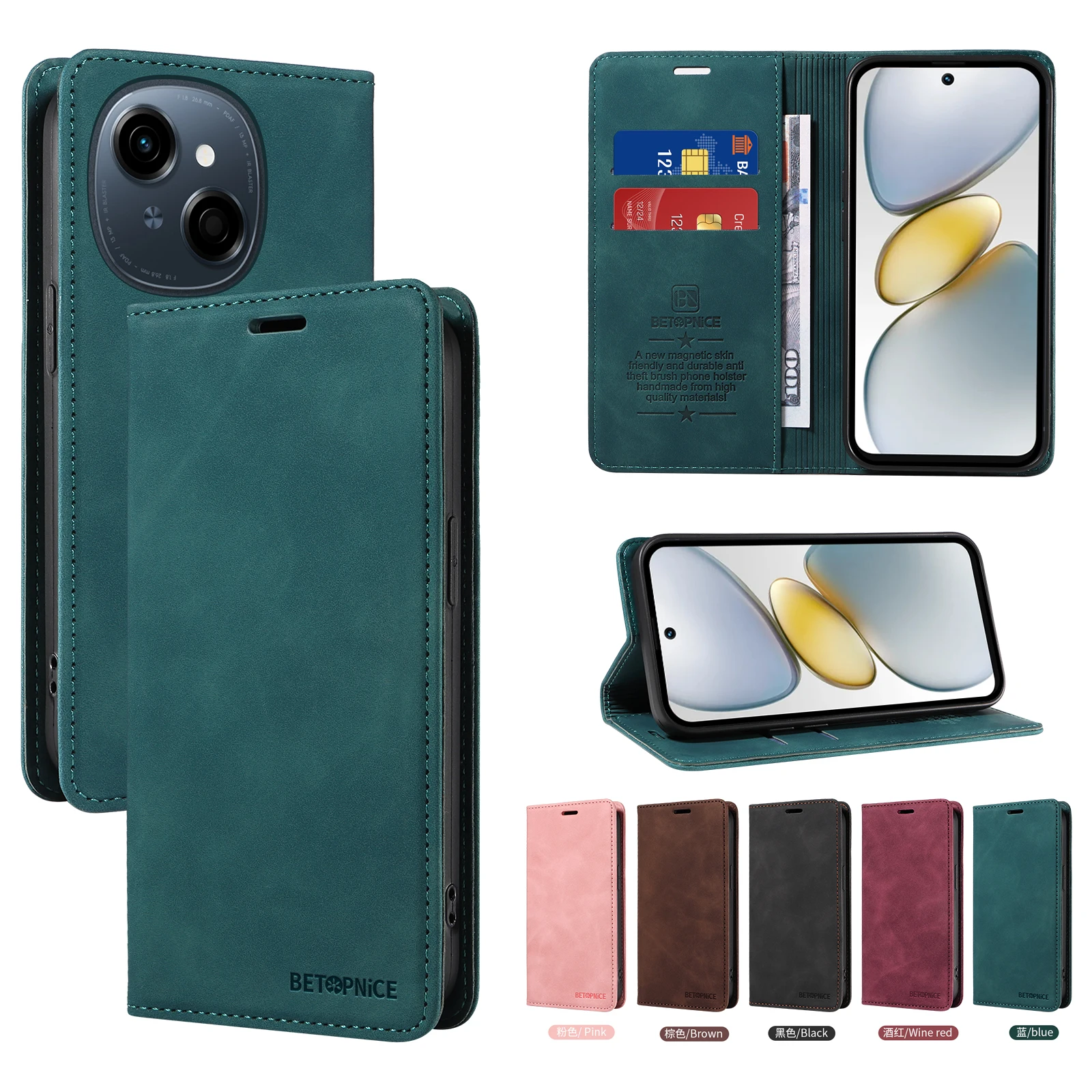 For TECNO Spark go 1 Luxury Leather Case Spark go 2025 Skin Wallet Book Holder Flip Magnet Full Cover OnTECNO POP 9 Phone Bags