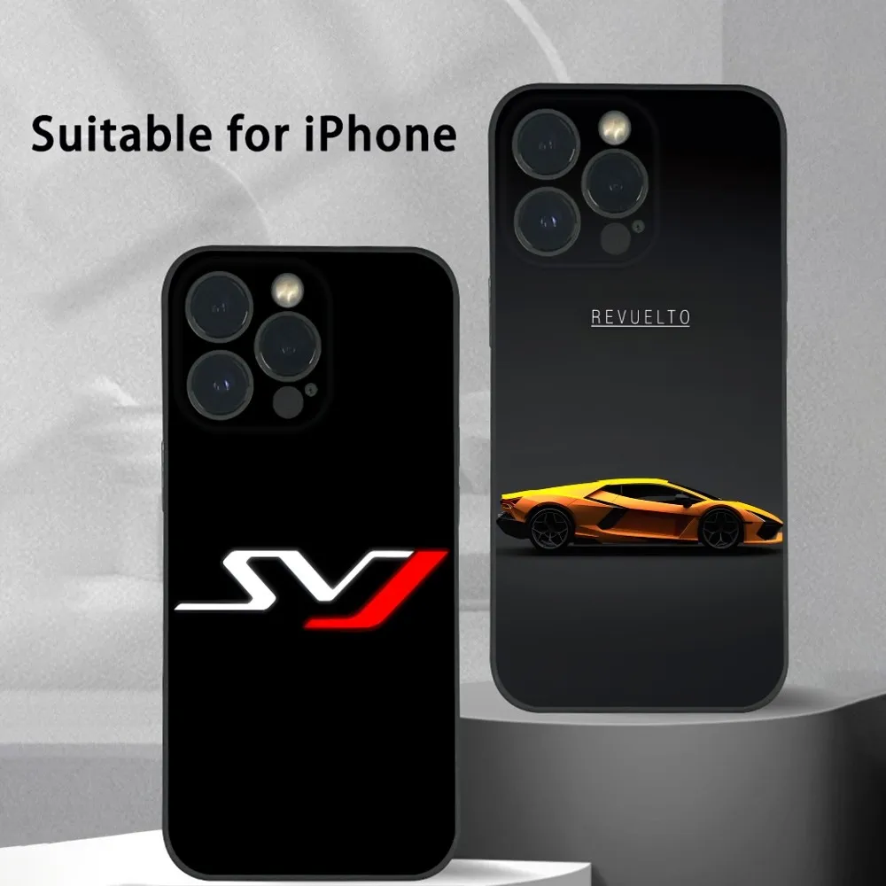 Luxury SVJ Supercar Sports Phone Case For iPhone 16 15 14 13 12 11 Pro Max Plus Mini Frosted Soft Shell Funda