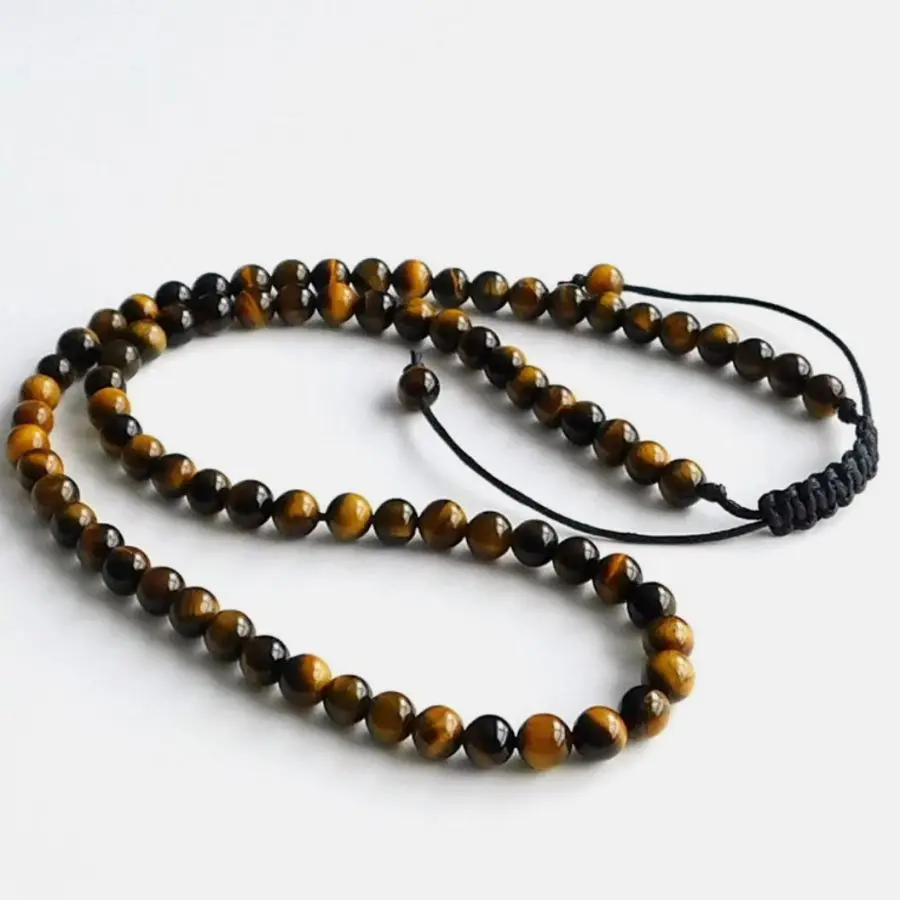 

Handmade Genuine Tiger's Eye 18 inch Beads Mala Necklace Ethnic Jewelry Gift for Him