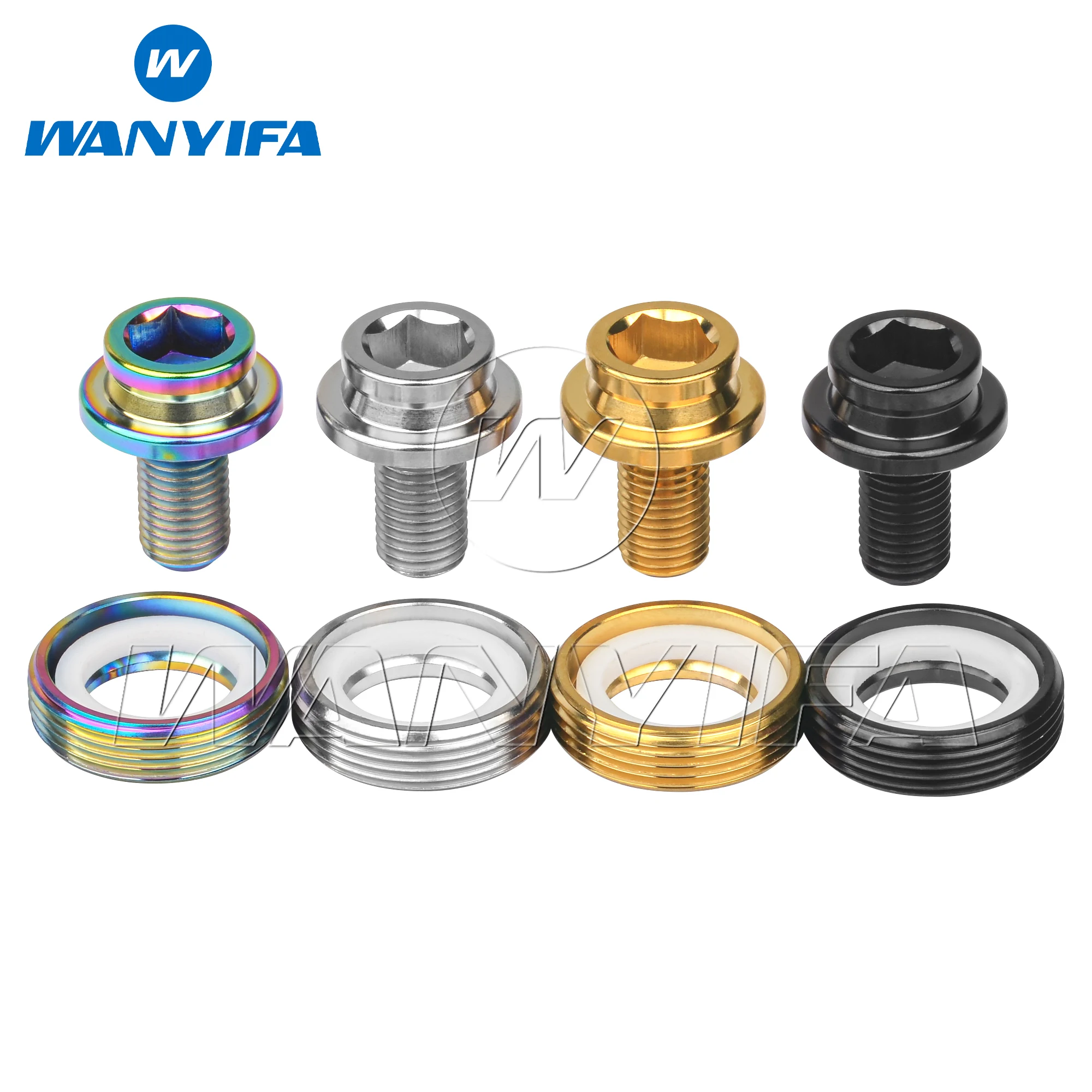 Wanyifa Titanium Bolt M8x15mm Crank Screw With Dust Cover Fixing Crank Set for MTB Road Bike Ti Parts