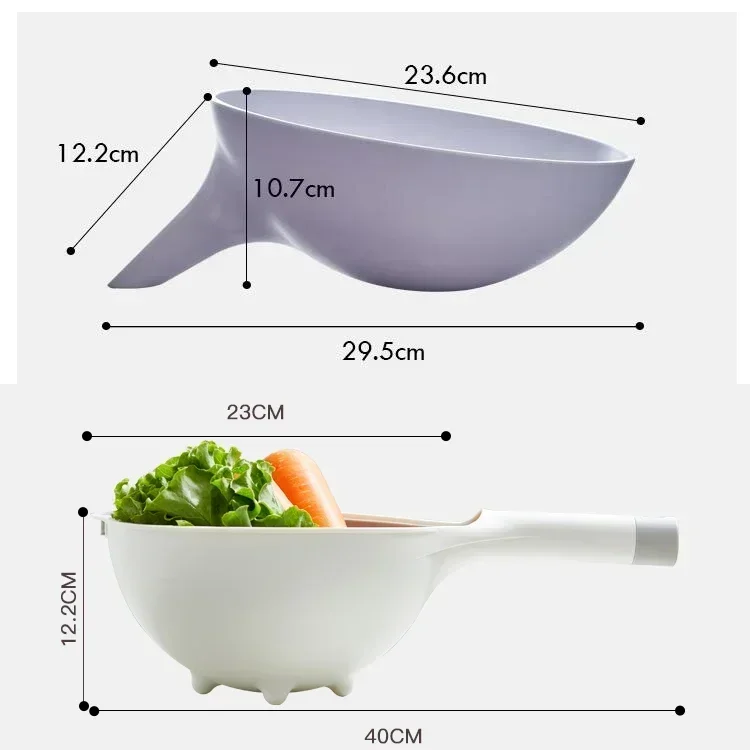 Plastic Kitchen Drain Basket Bowl Washing Colander Baskets Kitchen Accessories Strainer Vegetables Fruit Double Drain Storage