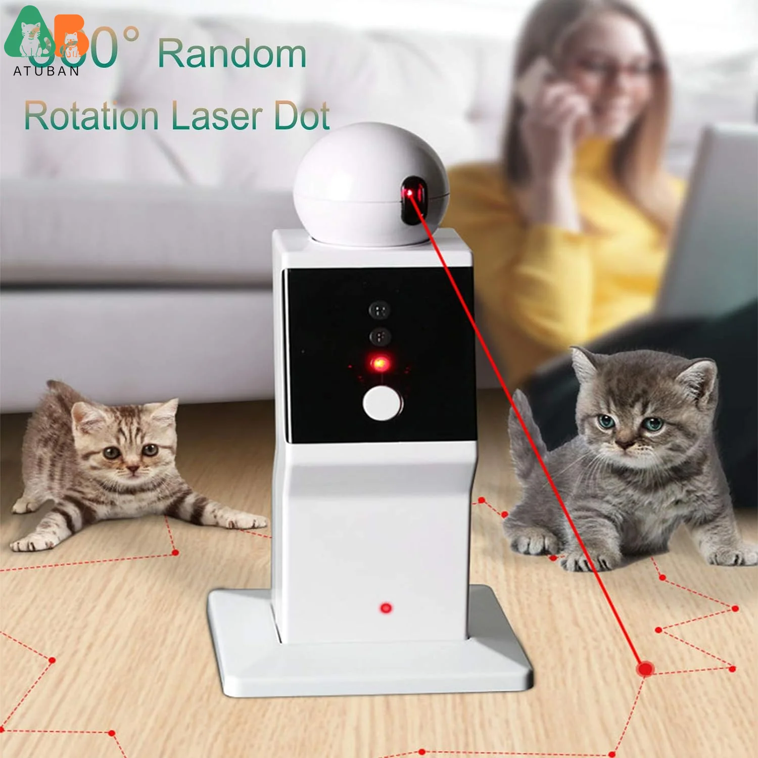 Cat Laser Toy Automatic,Random Moving Interactive Laser Cat Toy for Indoor Cats,Kittens,Cat Red Dot Exercising Toy,for All Cats