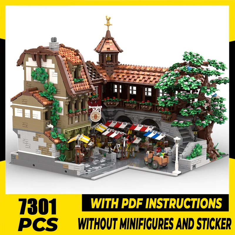 

City Street View Moc Building Blocks Modular Farmers Market ​​​​​​​Bricks Model DIY Assembly Construction Toy Holiday Gifts