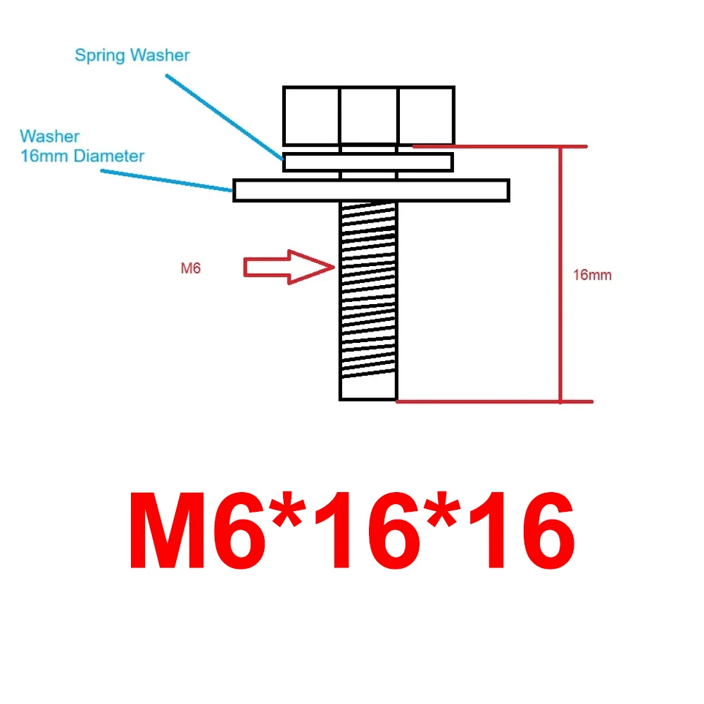 M6X16X16 Stainless Steel Cross Recessed External Hex Head Screw with Washer Sems Screws Metric Three Combination Screw