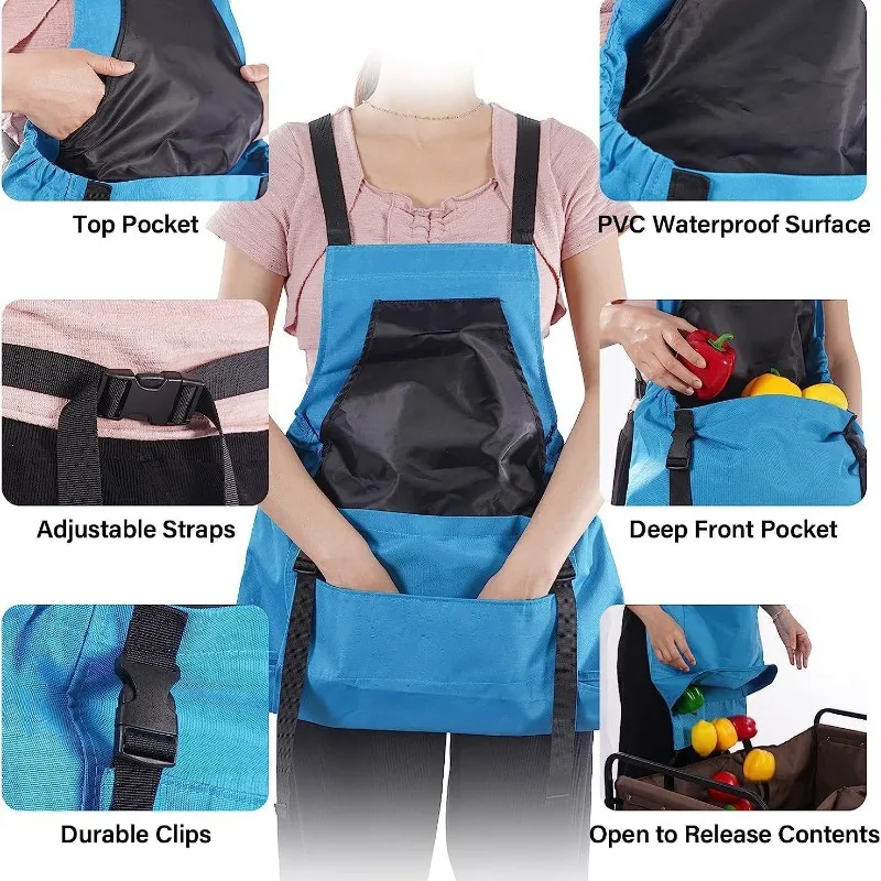 Outdoor Picking Large Pocket Apron Gardening Quick Release Harvesting Apron Backpack Tools Apron Water Pipe Picking Bag