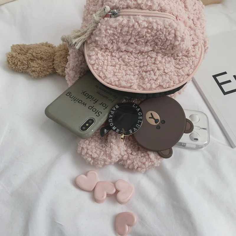 Children Bunny Ear Lamb Wool Backpack Kindergarden Cute Small Bag Little Girl Fashion Cartoon Autumn Popular Backpack KBG050