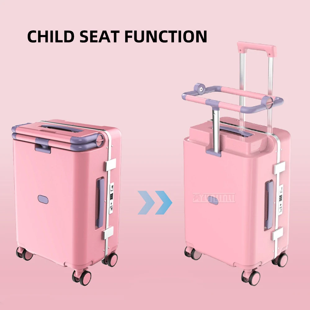 Kids Ride-On Suitcase with Laptop Desk, Travel Stroller Trunk for Airports, Detachable Study Tray for Business Trip