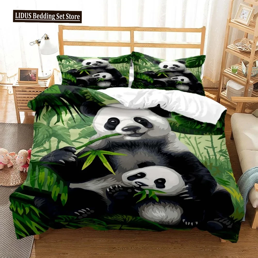 

Cute Panda Cartoon 3D Printed Bedding For Boys Queen Bedding Set Soft And Comfortable Customized King Size Bedding Set