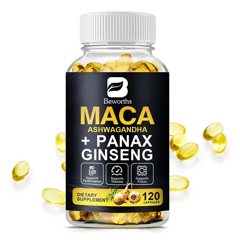 

BEWORTHS Nature Original Ginseng & Maca Root Extract Edible Energy Vegetarian Capsules for Men and Women Health Harmonious