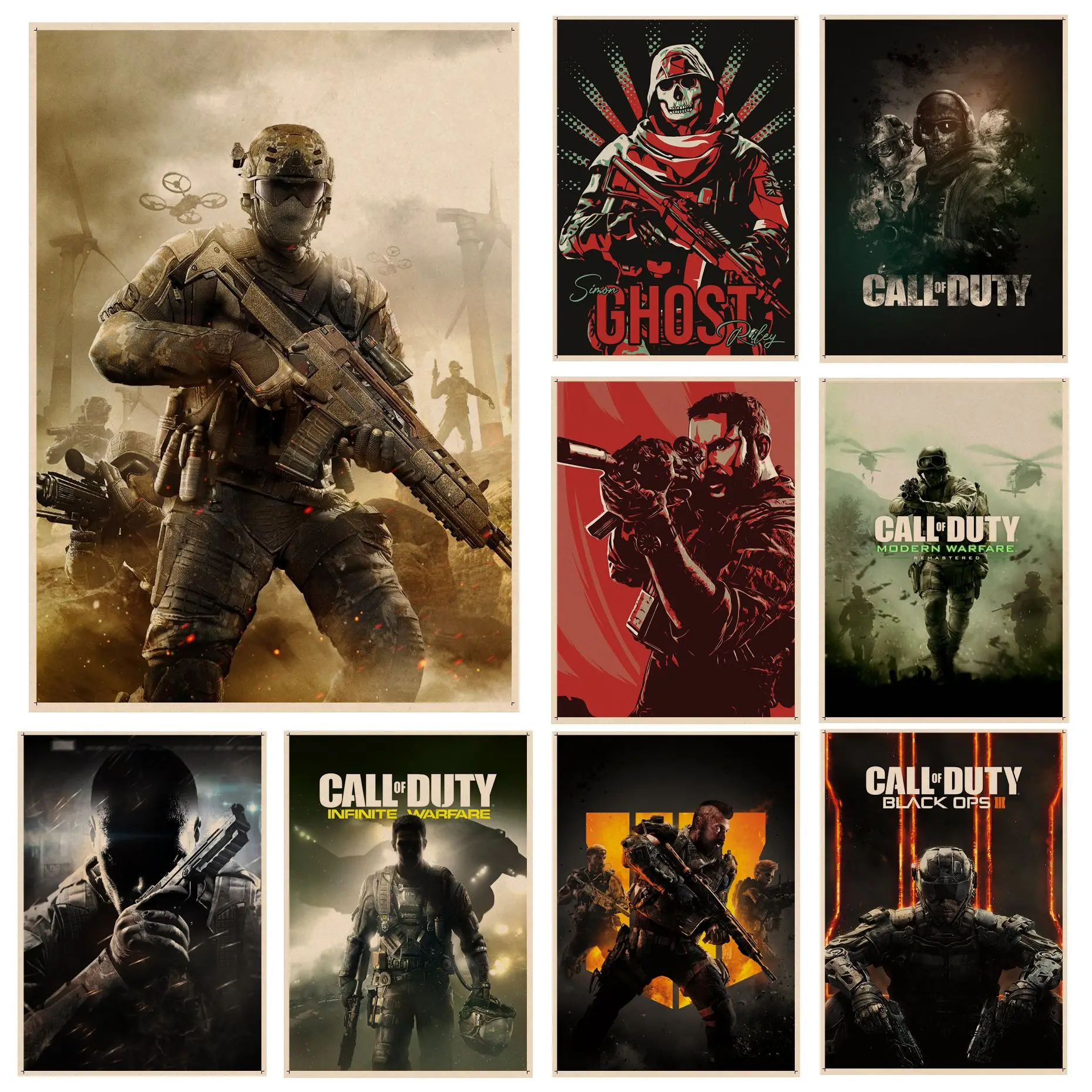 Call of Duty Classic Anime Poster Kraft Paper Prints and Posters Aesthetic Art Wall Painting