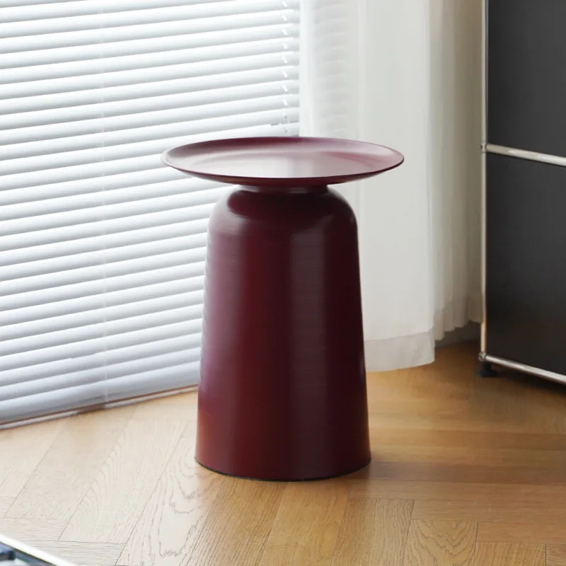 Nordic small apartment wrought iron round coffee table simple modern living room sofa side cabinet