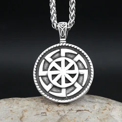 Vintage Stainless Steel Nordic Slavic Kolovrat Symbol Pendant Necklaces For Men Women Classic Ethnic Amulet Jewelry Wholesale