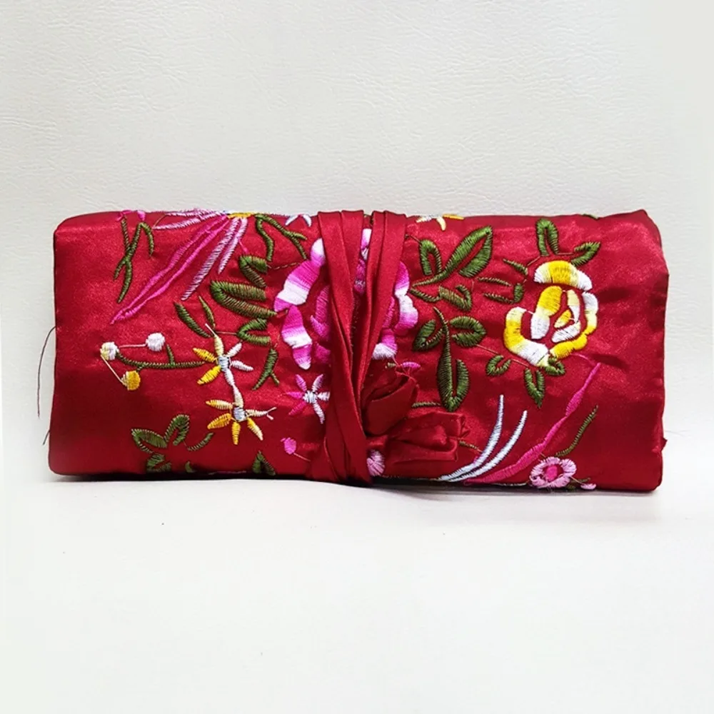 

Fashion Oriental Silk Jewelry Roll Wrap Scroll-type Object Brocade Storage Bag Organizer Case