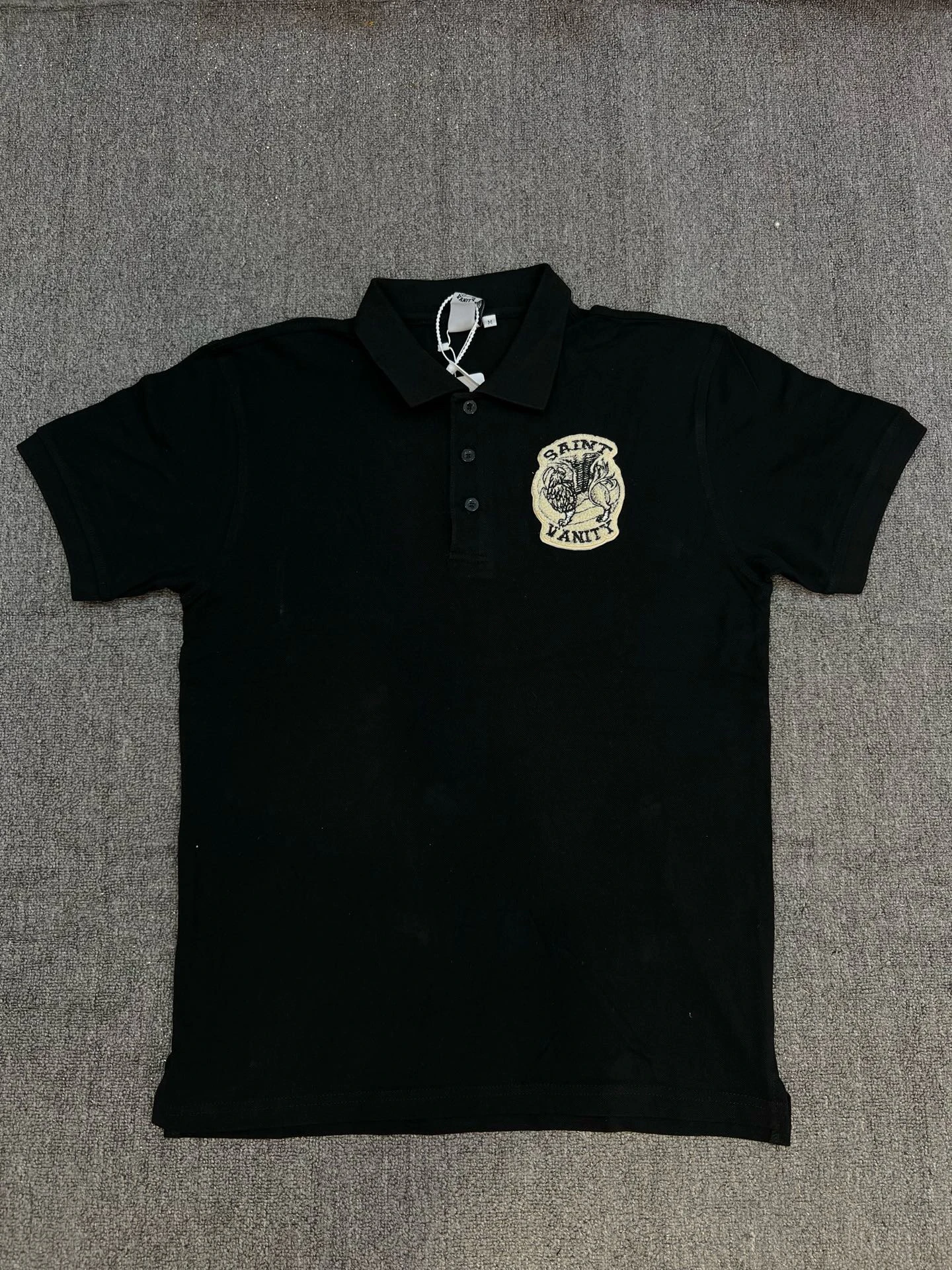 SAINT VANITY Embroidered Logo Cotton  Shirt Short Sleeve Breathable Lightweight Summer T-Shirt Men's Casual Comfortable Top